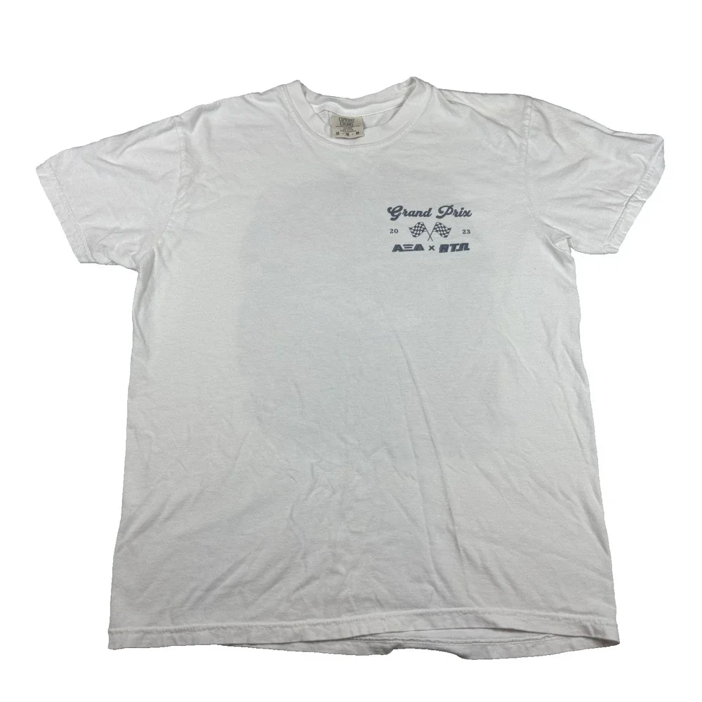 PURDUE GRAND PRIX 2023 AXID X ATO SORORITY FRATERNITY T-SHIRT WHITE SIZE MEDIUM